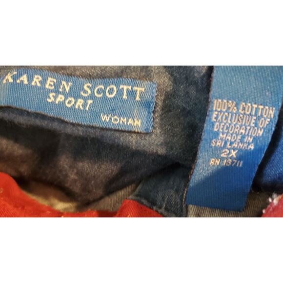 Vintage Karen Scott Denim Christmas Happy Holidays Embroidered Stockings Shirt - Picture 13 of 13